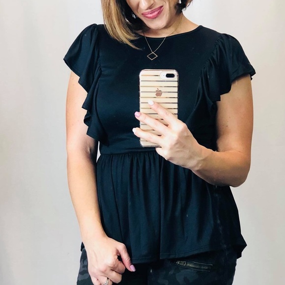 Reborn J Tops - Reborn J Peplum Ruffle Sleeve Top, size S Reborn J Tops - Reborn J Peplum Ruffle Sleeve Top, size S